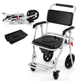 4-in-1 Commode Wheelchair Bedside/Shower/Raised Toilet Seat, 10" Wheels, Foldable, 02069961