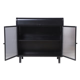 Modern Sideboard Buffet Cabinet with Tempered Figured Glass Doors, Flip Top, Inner Shelves, Metal W3122P272901