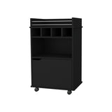 FM FURNITURE Crozier Bart Cart, with 1 shelf, 1 door and four built-in wine rack,black B128P321057