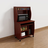 Microwave cart computer cart utility cart with hutch shelves spice rack mobile on locking castors B107P306191