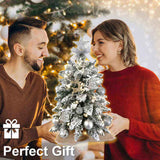 22in Mini Christmas Tree with Light Artificial Small Tabletop Christmas Decoration with Flocked 55611026