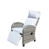Outdoor Wicker Recliner Chair with Adjustable Backrest and Armrests,All Weather Conversation Chairs W209P292442