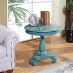 ZUN Rene Round Wood Pedestal Side Table, Teal T2574P164764