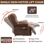 ZUN 23" Seat Width and High Back Large Size Chenille Power Lift Recliner Chair with 8-Point Vibration W1803P247681