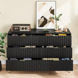 ZUN Black Modern 6 Drawers for Living Room for Hallway with Gold Handles Bedroom Chest of Drawers 07801475