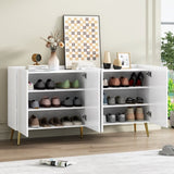 ON-TREND Luxurious Shoe Cabinet with 5 Metal Legs, Modern TV Stand with 4 Adjustable Shelves for TVs N721P191139K