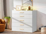 Particleboard Wood Three Drawers With LED Light Bedside Table Dresser Nightstand White 22355401