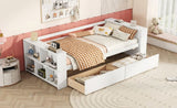 Twin Size Daybed with Shelves and Drawers, White WF324220AAK