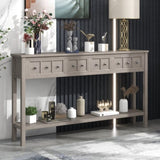 ZUN TREXM Rustic Entryway Console Table, 60" Long Sofa Table with two Different Size Drawers and Bottom WF281290AAE