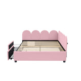 Full Size Upholstered Daybed with 2 Drawers,Velvet Sofabed with Soft Fabric Headboard, No Box-spring N733P194901H