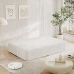 ZUN Modern Floor Sofa with 2 Pillows,Convertible Teddy Fabric Foam-Filled Sleeper Sofa Bed,15" Full Size W1885P190390