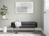 Contemporary Bench in Chrome Metal and Black Faux Leather B202P223833