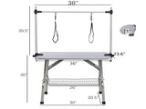 36" Folding Dog Pet Grooming Table Stainless Steel Frame Rubber Mat on Board with Adjustable Arm and 90395120