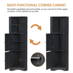 ZUN Tall Bathroom Corner Cabinet, Freestanding Storage Cabinet with Doors and Adjustable Shelves, MDF 16088582