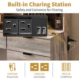 Large Vanity Table Set with LED Lighted Mirror, Vanity Desk with Charging Station, Makeup Table with 23225109