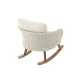 Contemporary Minimalist Beige Wicker Rocking Chair with Soft Polyester Cushions and Durable Wooden N767P305079A