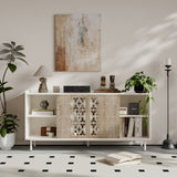 Sicotas Mid Century Sideboard Storage Rustic Sliding Door Solid Wood Cabinet for Living Room W2263P207531