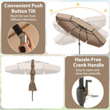 10 foot taupe terrace umbrella with solar powered LED lights and multi-layered ventilated roof 60207818