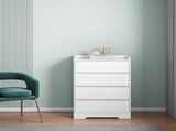 4 Drawer Dresser, Chest of Drawers Without Handle, White Dresser for Bedroom 100% Waterproof, Modern W132166400
