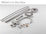 TrustMade Double Handle Freestanding Tub Filler with Handshower, Brushed Nickel - R01 TMFTFLYJ-R01BN