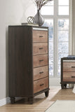 ZUN Modern Rustic Style 1pc Chest of 5x Drawers 2-Tone Finish Wooden Bedroom Furniture B011P208176