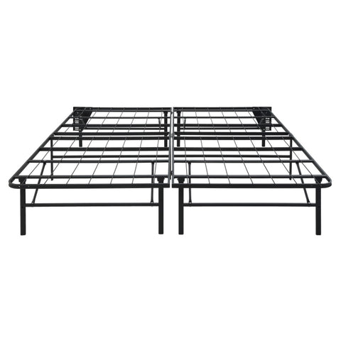 ZUN Black Metal Platform Foldable Bed Frame Eastern King Size, Toolless High Profile Design B011P197728