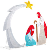 VINGLI 3.7FT Lighted 2D Nativity Scene Outdoor Christmas Decorations, with 170 White LED Lights and 96286424