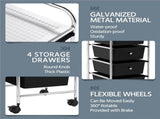 Rolling Trolley Storage Cart Bin with 4 Plastic Drawers on Wheels, Black 47693266
