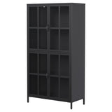 Premium Black Metal Storage Cabinet with Tempered Glass Doors, Adjustable Shelves, Anti-Tipping T2398P263577