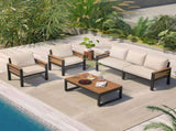 GO 4-Piece Outdoor Furniture Sofa Set for 5 People Acacia Wood Armrests, Patio Conversation Set 17993657