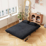 velvet black 55 Convertible Chair Bed, Tri-Fold Sofa Bed with Adjustable Backrest & Pillow, Leisure W1767P192807