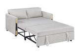 Percy 55.5"W Beige Teddy Velvet Sleeper Loveseat with Dual-Pull Sleeper Design B061P151389