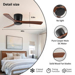 ZUN 42 Inch Ceiling Fan no light with Remote Control, Low Profile Flush Mount Ceiling Fan without W2352P221669