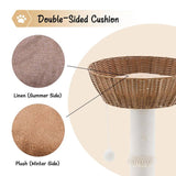 Handwoven Cat Tree Tower - Natural Material Cat Condo with Nest Basket Bed, Cotton Scratching Post, 23226975