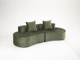 110.24" Fully Compressed Sofa, Corduroy 2-Seater Couch with 2 Lumbar Pillows, Cozy Deep Seat W3326P446759