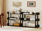 3-Tier Industrial Bookshelf with Anti-Falling Guardrails, 33 LBS Per Shelf Storage Organizer - Black 77860202