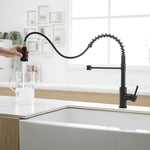 ZUN Kitchen Faucet with Pull Down Sprayer Black Stainless Steel Single Handle Pull Out Spring Sink W1932P224868