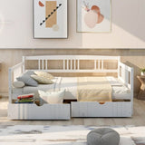 Full Size Daybed Wood Bed with Two Drawers,White 67032635