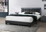 ZUN 1pc Queen Size Bed Charcoal Wool Fabric Channel Tufting w LED Full Upholstered Bedframe Bedroom Bed B011P238968