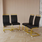 ZUN Modern Dining Chairs,PU Faux Leather High Back Upholstered Side Chair with C-shaped Tube. Plating W2189133301