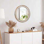 ZUN 23.62 inches Round Wall Mirror for Bathroom Vanity, Wooden Farmhouse Circle Mirrors for Bedroom, W2295P246678