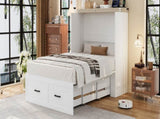 Full Size Farmhouse Murphy Cabinet Bed with Charging Station, Foldable Platform Bed with Large 56836173