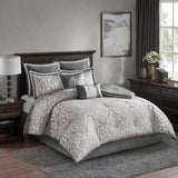 8 Piece Jacquard Comforter Set Silver/Silver Cal King B035128888