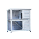 ZUN Rabbit Hutch Outdoor, 2-Story Rabbit Cage Indoor with Run, Bunny Cage with 2 Removable No-Leak W219106474