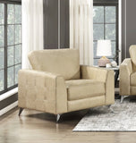 Sand-Hued Polished Microfiber Upholstery Elegant Modern Style Chair 1pc Solid Wood Living Room B011P204087