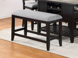 ZUN 1Pc Transitional Dark Gray Finish Fabric Upholstered Counter-Height Dining Bench B011P193050