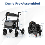308lbs Foldable Rolling Walker 9" All-Terrain Tires, 7-Level Height , Wide Seat, 72452808