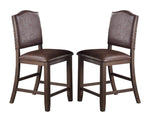 ZUN Classic Design Rustic Espresso Finish Faux Leather Set of 2pc High Chairs Dining Room Furniture B011P160104