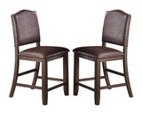 ZUN Classic Design Rustic Espresso Finish Faux Leather Set of 2pc High Chairs Dining Room Furniture B011P160104