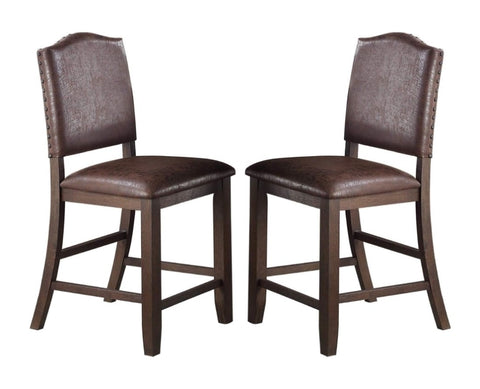 ZUN Classic Design Rustic Espresso Finish Faux Leather Set of 2pc High Chairs Dining Room Furniture B011P160104